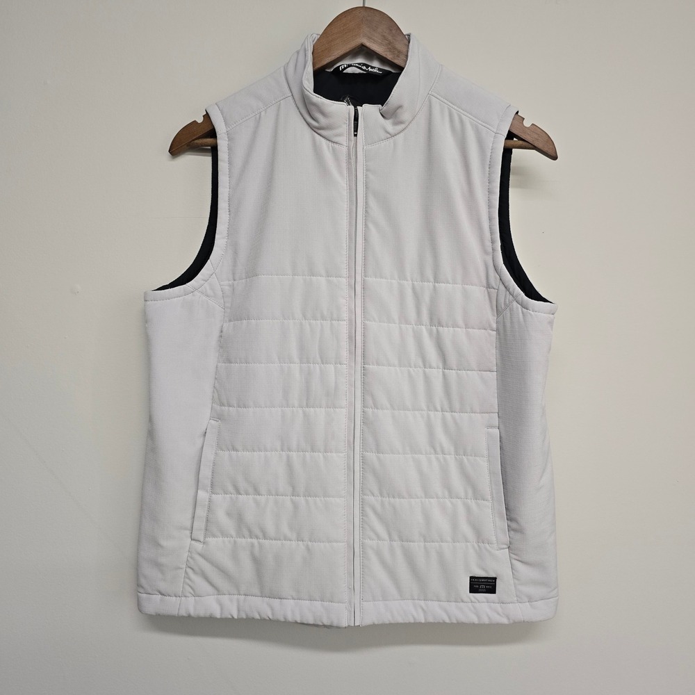 TravisMathew Vest Womens Medium Grey Quilted Full‎ Zip Golf Gorpcore